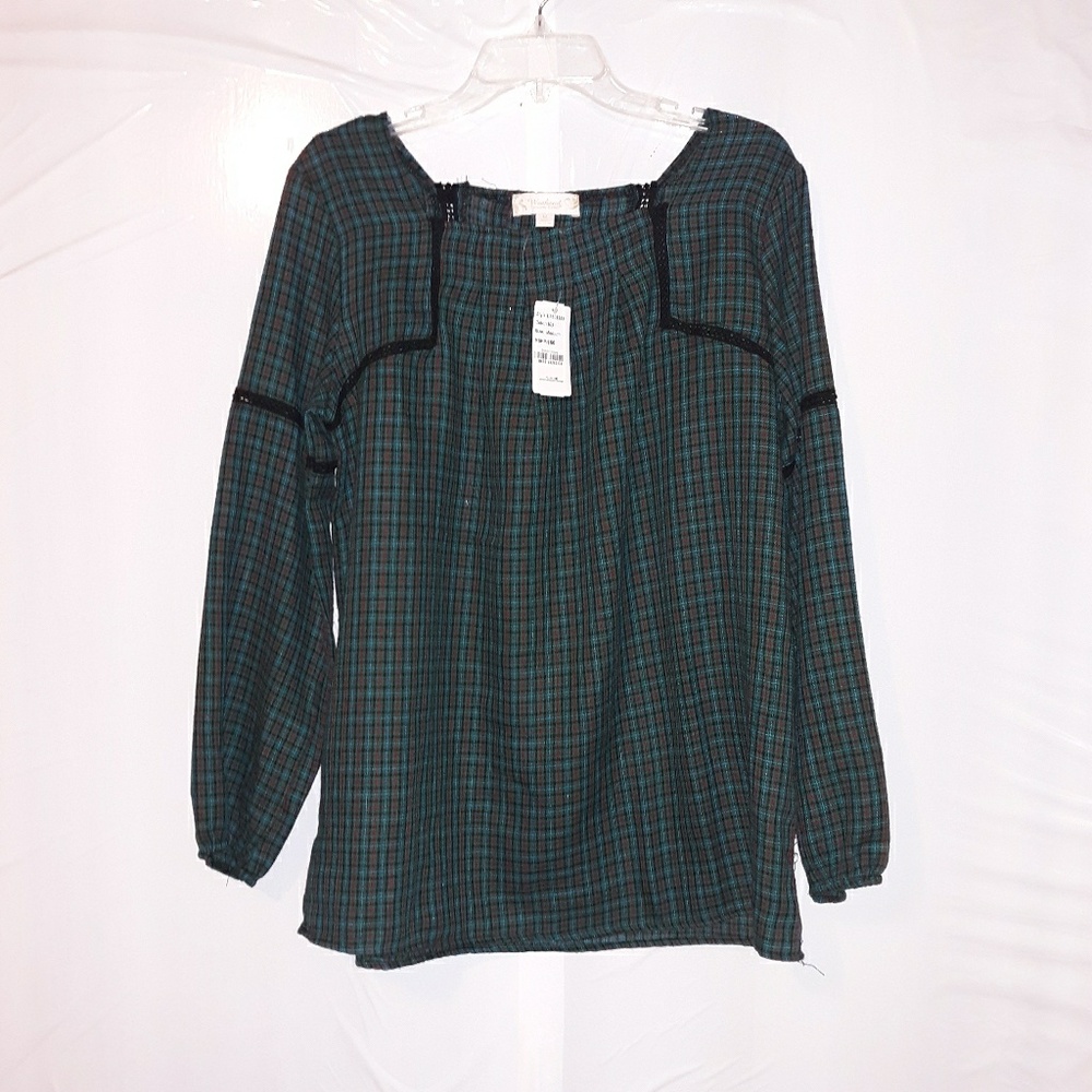 Women's Suzanne Betro plaid tunic top size m